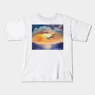Cloud Dreaming, clouds, sky, skyscape, waterscape, ocean, dramatic sky, purple sunset, beautiful ocean sunset, Kids T-Shirt